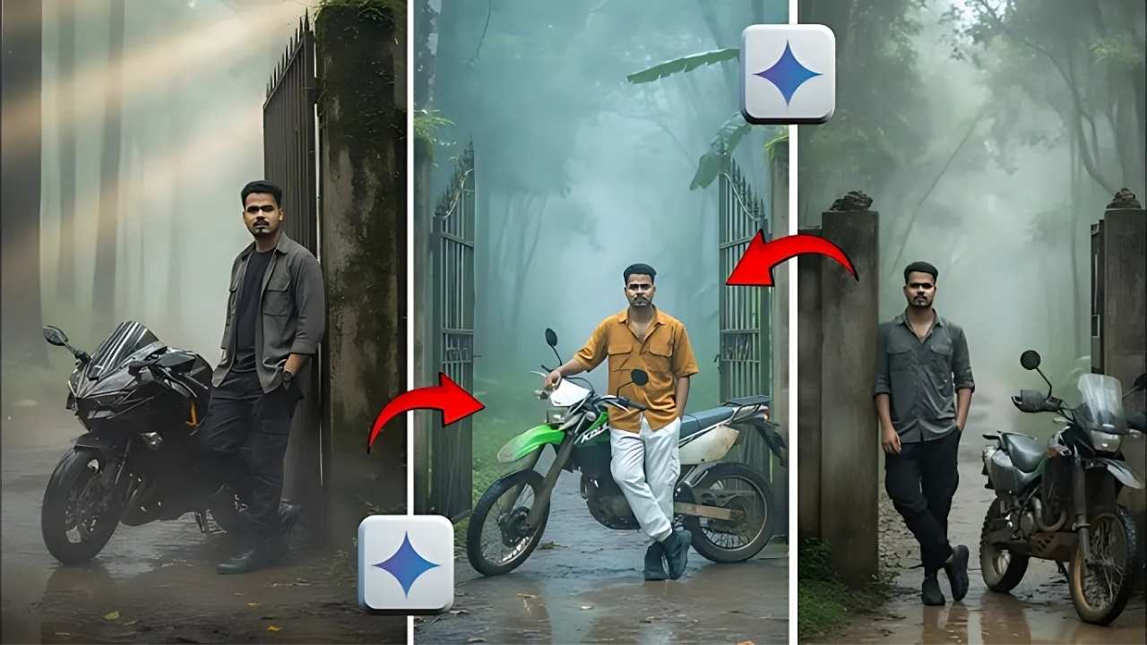 Google Gemini Photo Editing Prompts for Men with Bikes